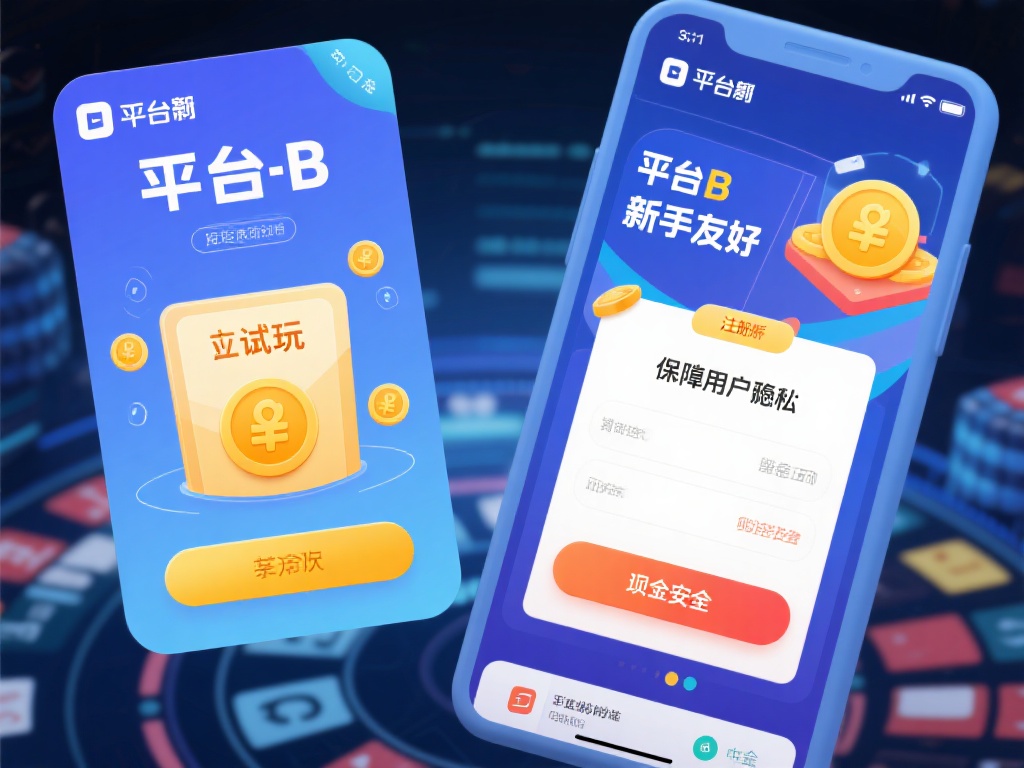 平台B：主打新手友好，注册后即可获得一定的试玩金，